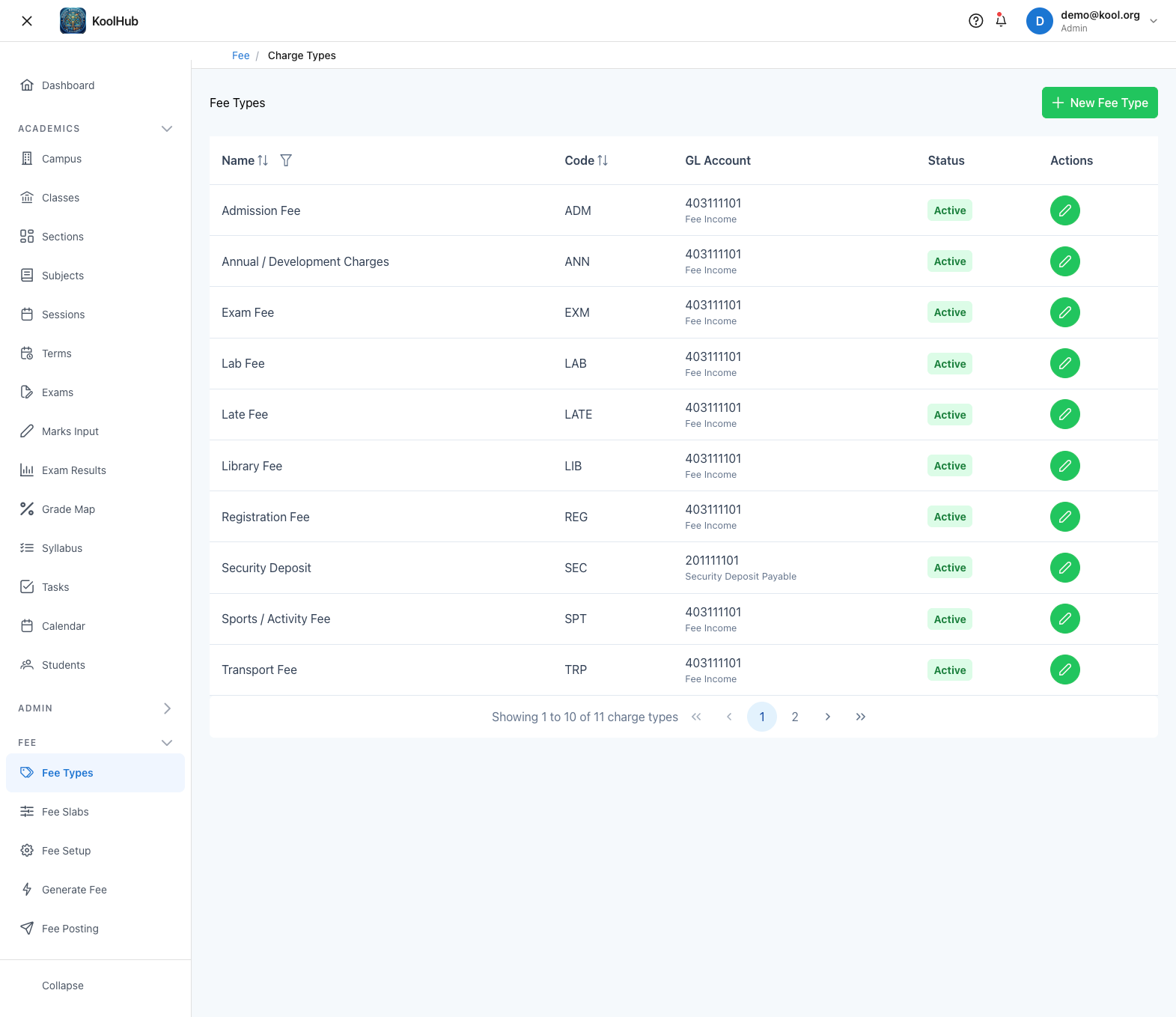 KoolHub school management screenshot